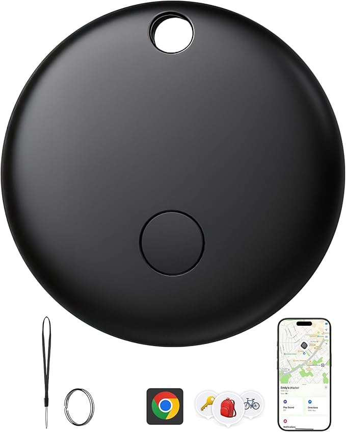 Air Tracker Tags-4 Pack for Android, Bluetooth Tracker Works with Google’s Find Hub | Android Only | Replaceable Battery | Water- Resistance (Black-2)