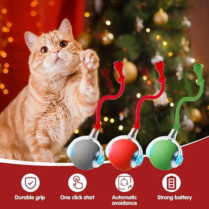 Interactive Cat Toys for Indoor Cats, Interactive Pet Toy Ball, Cat Toy Ball for Bored Indoor Cats, Smart Rolling Ball for Dogs & Cats (Green)