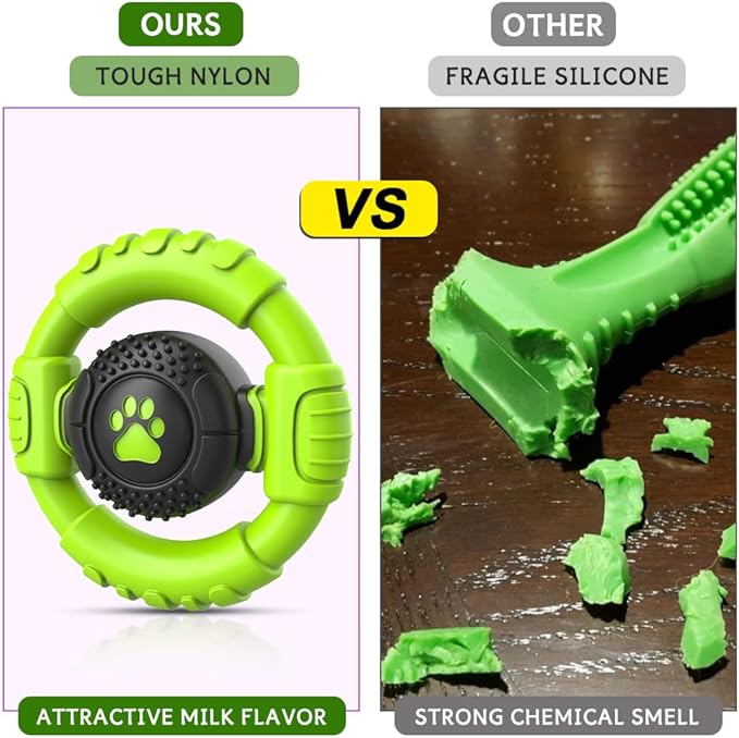 Dog Toys for Aggressive Chewers Large Medium Small Breed, Indestructible Durable Tough Dog Chew Toys to Keep Them Busy, Nylon Rubber Interactive Dog Toys