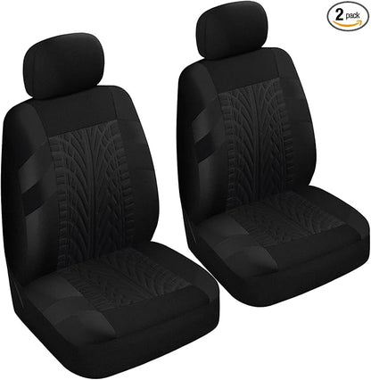 2PCS Car Front Seat Cover with 2 Headrest Covers, Breathable Waterproof Seat Covers for Front Seats, Universal Seats Cover Protector Car Accessories for Most Vehicles (Black)