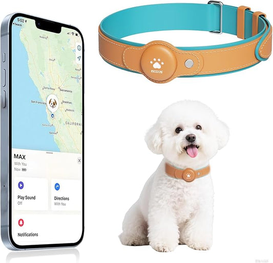 GPS Tracker for Dogs, 2 in 1 Smart Pet Collar (Only iOS), No Monthly Fee Waterproof Dog Collar with Real-time Tracking, Anti-Lost, 365-Day Long Battery GPS Tracker for All Sized Dogs(Locator Included)
