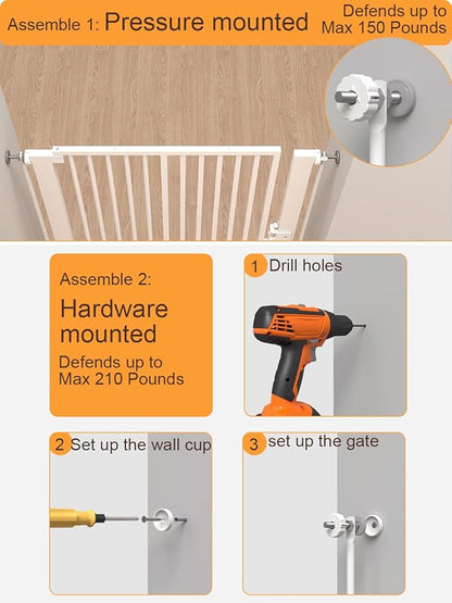 55.11" Extra Tall Cat Gate 29.5-40.6 Wide Pat Gate with Small Cat Door Safety Pet Gate NO Drilling Pressure Mount Kit for Cats and Dogs Indoor Doorways liveing Room Bedroom