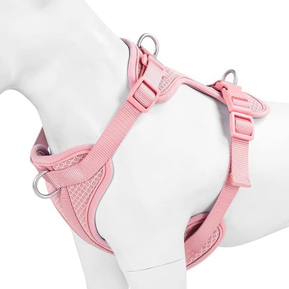 Wisedog Dog Harness Medium Sized, Pet Vest with Front Clip, Adjustable Puppy Harness with 3 Fast Release Buckles[Easy to Put on & Take Off] (Pink, L)