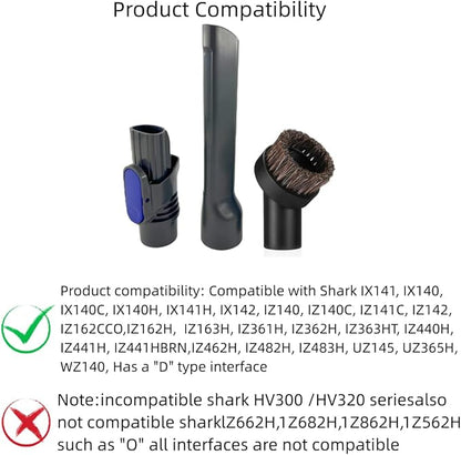 IX141 Pet Cordless Stick Vacuum Replacement Parts Compatible With Shark Pet Cordless Stick IZ162H IZ163H IZ362H IZ562H IZ140 IZ142 UZ145 Crevice Tool Horse Hair Brush Attachment for D-Shaped Vacuum