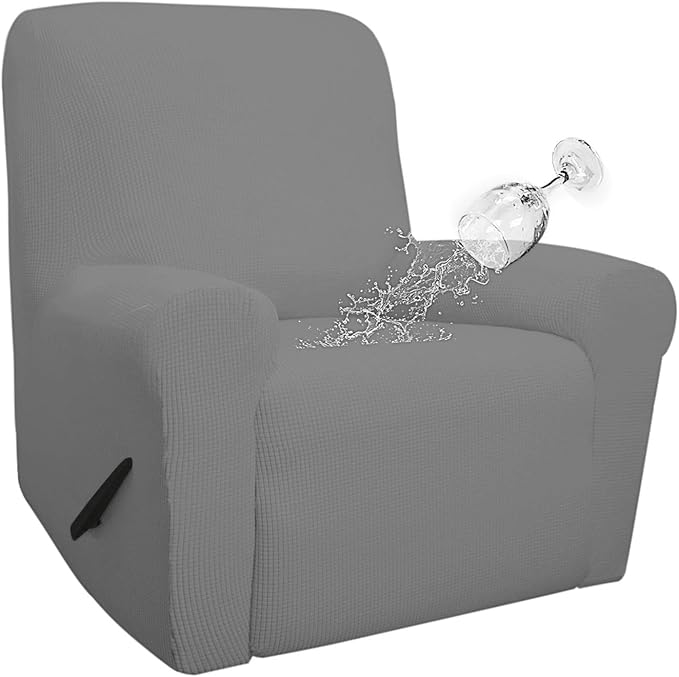 Easy-Going 100% Waterproof Recliner Cover, Dual Waterproof Couch Cover for Recliner, 1- Piece Jacquard Sofa Cover, Leakproof Sofa Slipcover for Kids, Pets, Dog and Cat (Recliner, Light Gray) 1 Seat