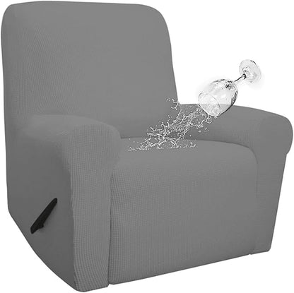 Easy-Going 100% Waterproof Recliner Cover, Dual Waterproof Couch Cover for Recliner, 1- Piece Jacquard Sofa Cover, Leakproof Sofa Slipcover for Kids, Pets, Dog and Cat (Recliner, Light Gray) 1 Seat