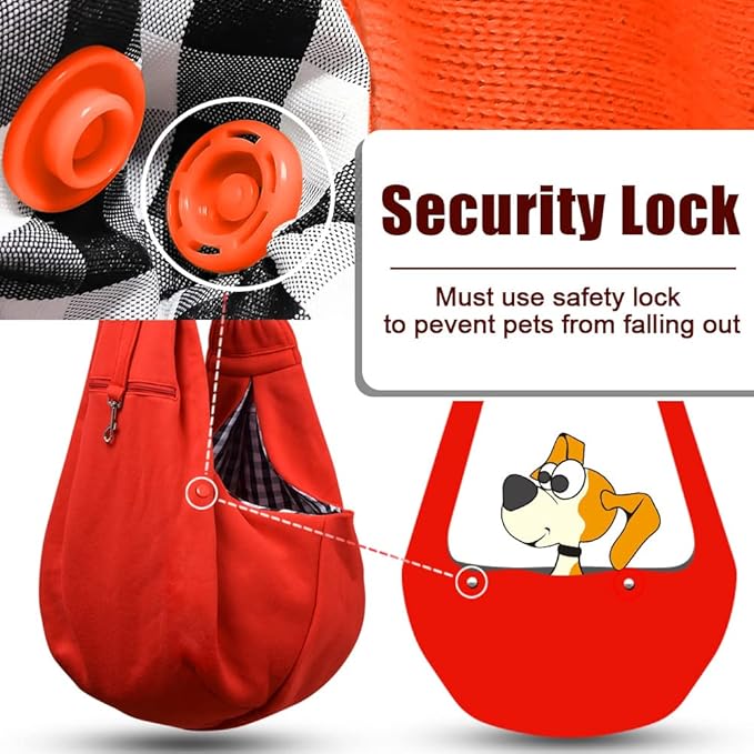 Tomkas Small Dog Sling Carrier - Zipper Pocket & Adjustable Strap & Zip Pocket - for 3-10 lbs Pets (Red)