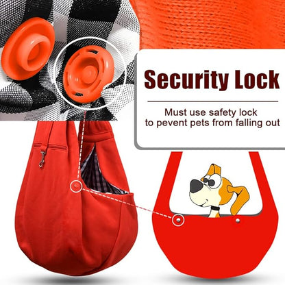 Tomkas Small Dog Sling Carrier - Zipper Pocket & Adjustable Strap & Zip Pocket - for 3-10 lbs Pets (Red)