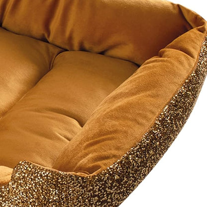 Sparkles Home Pet Bed, Sparkling Rhinestones, Soft, Comfortable Velvet, for Lounging Dogs, Cats, Pets, Gold, Small, Sold Individually