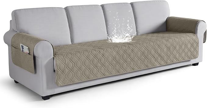 VANSOFY Couch Cover, Waterproof Sofa Covers Washable Slipcover Furniture Protector Couch Seat Covers Non-Slip Couch Cover for Dogs, Pets(Oversized Sofa, Khaki)