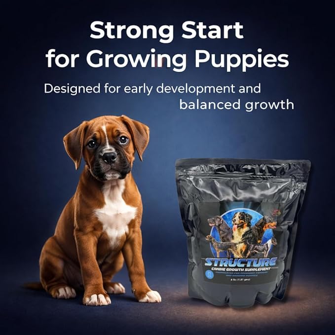 CPN Structure Premium Puppy Growth Supplement – Supports Muscle, Bone & Immune Development – 100% Human Grade Protein from Egg & Milk – Probiotics, Enzymes & Omegas (2 lbs)