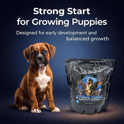 CPN Structure Premium Puppy Growth Supplement – Supports Muscle, Bone & Immune Development – 100% Human Grade Protein from Egg & Milk – Probiotics, Enzymes & Omegas (2 lbs)