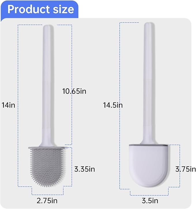 RV Silicone Toilet Brush with Holder, Toilet Bowl Brush for RV Travel Trailers/Campers, Anti-Drip Anti-Roll Compact Toilet Cleaner for Small Bathroom,Made by RVers for RVers