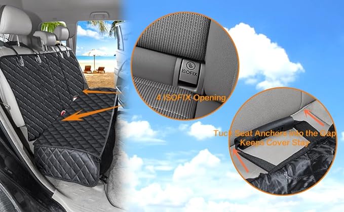 ANOSOSPECIAL Dog Car Seat Cover for Back Seat Cover for Kids, Waterproof X Large Rear Seat Protector for Pet Auto SUV Truck (XL, Black)