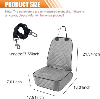 ZIMISI Dog Car Seat Cover, Waterproof & Scratch Proof Car Seat Protector with Side Flaps, Nonslip Front Car Seat Covers with Safety Belt, Universal Dog Mat for Cars, SUVs, Trucks (Grey)