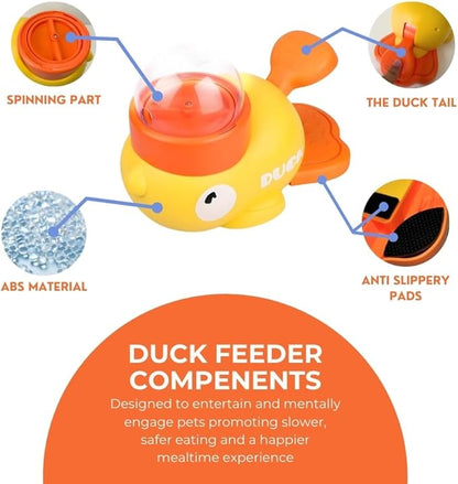 Duck Feeder for Dogs - Anti-Slip Rubber Duck Dog Treat Dispenser - Dog Treat Dispender Toy - Slow Puzzle Feeder Toy for IQ Training, Mental Enrichment for Dogs and Cats