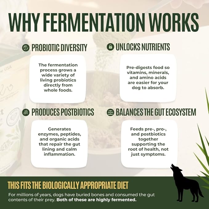Gussy's Gut Daily Boost- Fermented Organic Superfood Reset & Reboot Dog Gut Health- Human Grade Pre & Probiotic Digestive Supplement- USA Made Small Batch 19 Ingredient Formula- Reset Phase (3 Oz)
