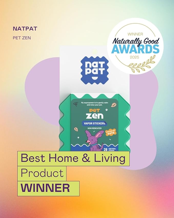 NATPAT Pet Zen Calming Patches for Dogs – Non-Medicated Effective Stress Relief for Travel, Fireworks & Separation Anxiety - Long Lasting & Non-Toxic (24 Patches) - Locket Sold separetely