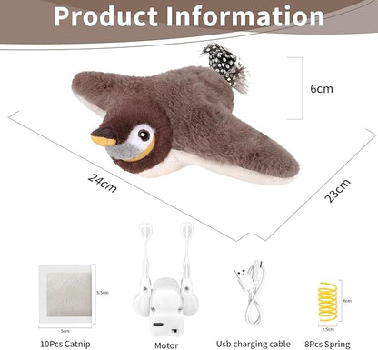 Cat Toys, Flapping Bird Cat Toy(No Flying), Interactive Catnip Toy with Catnip Bags, Chirping Noise Enrichment Moving Wings Dog Cat Kitten Toys, Flappy Flying Pets Toy for Indoor(Oriole) (A8)