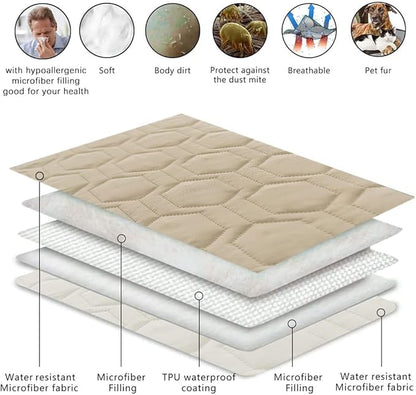 Tcksstex Waterproof and Anti-Slip Dog Bed Cover and Pet Blanket Sofa Pet Bed Mat ，car Incontinence Mattress Protectors Furniture Couch Cover for Most Cats Dogs, Pets (82x82- Beige)
