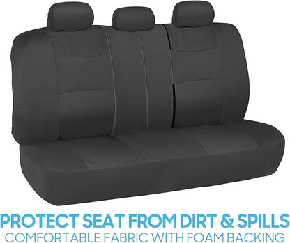 BDK PolyPro Car Seat Covers Full Set in Solid Charcoal – Front and Rear Split Bench Seat Covers for Cars, Easy to Install, Accessories for Auto Trucks Van SUV