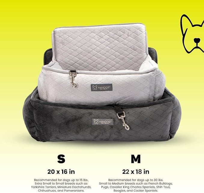 NANDOG Dog Car Seat in Charcoal Gray - Ultra Soft Plush Fabric for - Secure & Modern Design - Perfect for Small/Medium Dogs