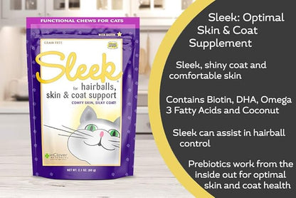 In Clover Sleek Daily Skin, Coat, and Hairballs Support Soft Chews for Cats