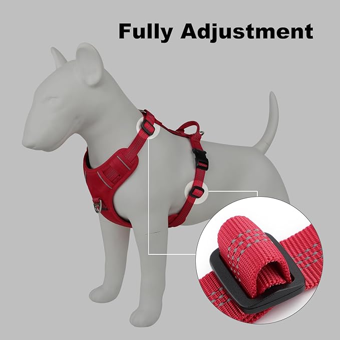 Plutus Pet No Pull Dog Harness, Reflective Adjustable Dog Vest Harness with Handle, Escape Proof, Soft Padded for Small Medium Large Dogs (Red, XS)