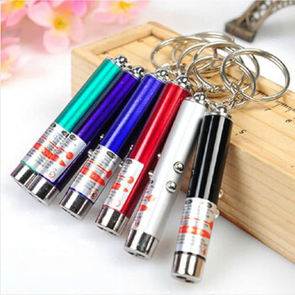 Mini Cat Toys Laser Pointer Cat Laser Toys Interactive Cat Toys for Indoor Cats Kittenes Dogs Pen Keychain Flashlight Pet Lamp LED Infrared Button Electronics Included (1 PCS Pack, Blue)