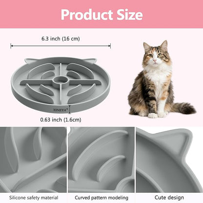 YINEYA 2 Pcs Silicone Slow Feeder Cat Bowl, Cat Slow Feeder for Food Training, Interactive Puzzle Bowls for Puppy, Kitten Dishes to Prevent Overeating, Treat Toys Suitable for Dry and Wet Food