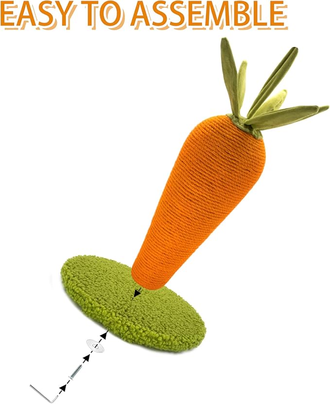 LIFLIX Carrot Cat Scratching Post, 17'' Cute and Fun Sisal Cat Scratcher for Indoor Cats and Kittens