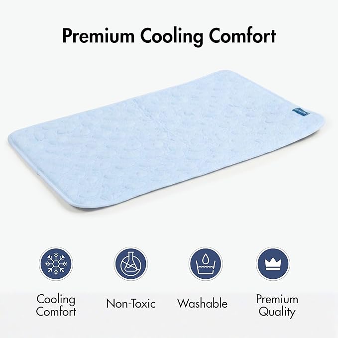 Spark Paws Cooling Mat for Dogs - Self Cooling Dog Mat & Pet Cooling Pad for Large, Medium & Small Dogs - Non-Toxic, Non-Gel Washable Cooling Bed - Hearts Blue - Size XXL