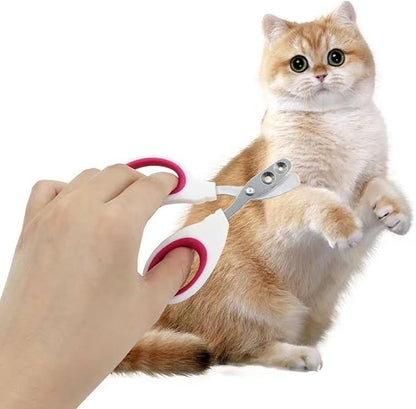 Newly Upgraded Design Cat&Dog Nail Clipper with Two Circular Cutting Holes of Different Size(2mm&4mm)-Avoid Over Cutting Pet Nail Clippers - Professional Paw Trimmer Set for Pet (Pink)