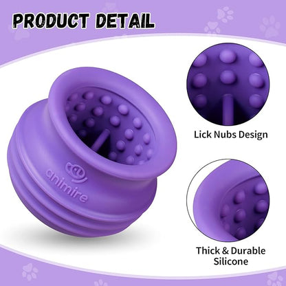 Treat Dispensing Dog Toy, Long-Lasting Interactive Puzzle Toys for Dogs, Stuffable Dog Enrichment Frozen Lick Treat Toy for Boredom, BPA Free Silicone Fetch Catch Chew Toy (Purple,L)