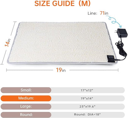 Cat Heating pad Indoor,Temperature Adjustable Kitten Heating pad Newborn with 12VDC Safe Voltage and Machine Washable（M：19 * 14IN）