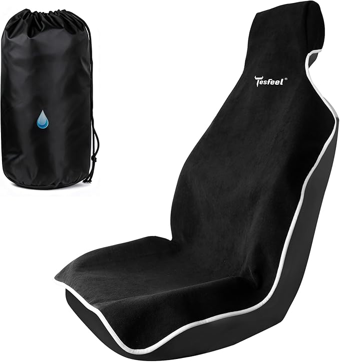600g Ultra-Thick Car Seat Cover Towel,Heavy-Duty Absorbent Terry Cloth Sweat Protector for Gym,Beach&Athletes,Eco-Friendly Universal Fit for Sedans,SUV&Minivans,Non-Slip Machine Washable-Black