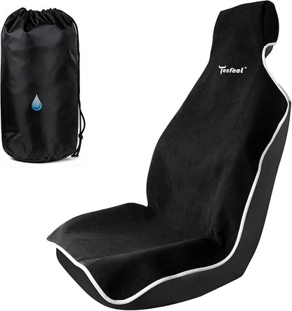 600g Ultra-Thick Car Seat Cover Towel,Heavy-Duty Absorbent Terry Cloth Sweat Protector for Gym,Beach&Athletes,Eco-Friendly Universal Fit for Sedans,SUV&Minivans,Non-Slip Machine Washable-Black