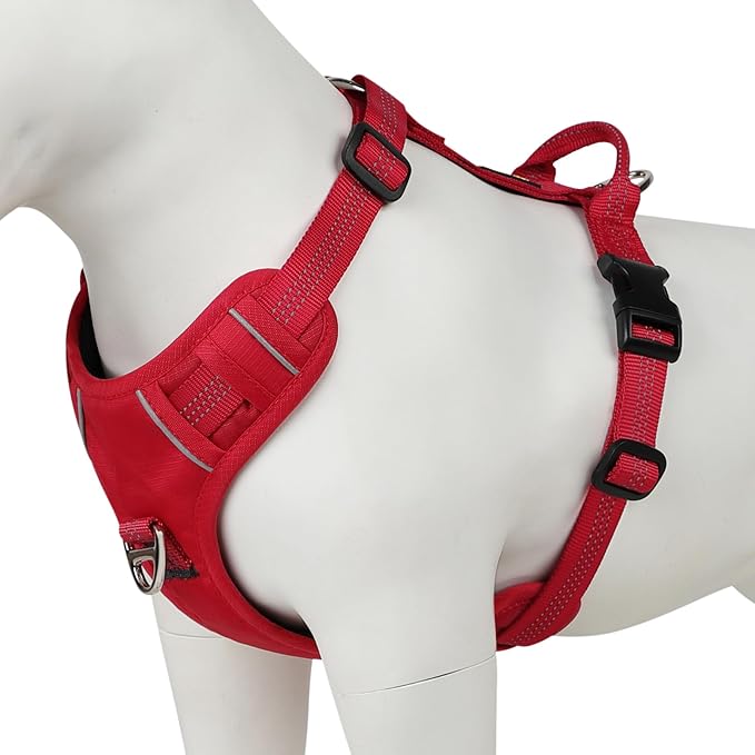 Plutus Pet No Pull Dog Harness, Reflective Adjustable Dog Vest Harness with Handle, Escape Proof, Soft Padded for Small Medium Large Dogs (Red, XS)