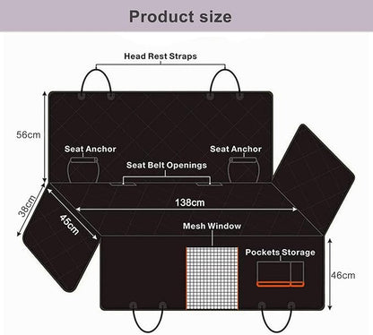 Dog Car Seat Cover for Back Seat with Mesh Window, 600D Heavy Duty Waterproof Hammock, Universal Fit for Cars and SUVs (Standard 56.5"x53")