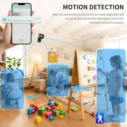 Mini Security Camera 2 Pack, 1080p HD Wireless Indoor Cam with 6-Hour Battery & No WiFi Needed for Recording, AI Motion Detection/Pet/Baby Monitoring, Night Vision, Easy Setup for Home Security