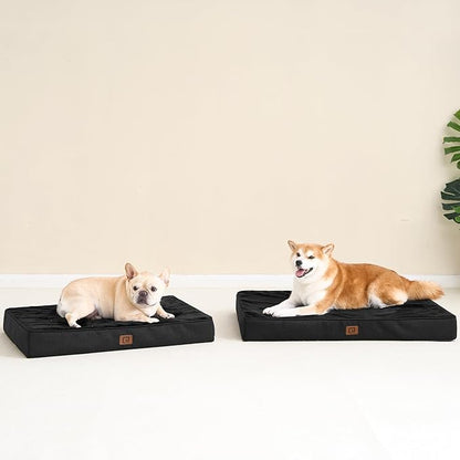 EHEYCIGA Orthopedic Dog Bed Waterproof 35"x23", Memory Foam Pet Bed for Larged Size Dogs, Washable Pet Mat with Removable Cover, Black