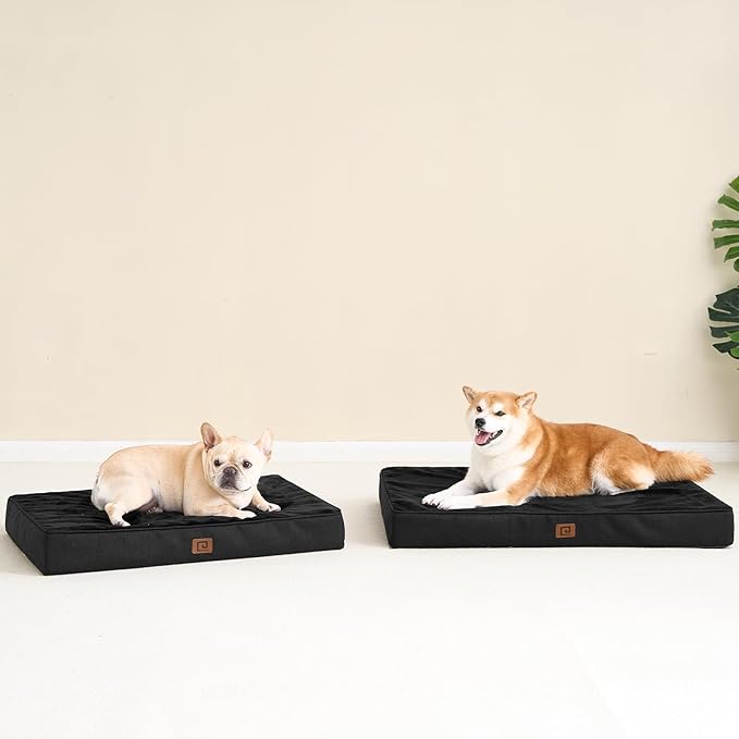 EHEYCIGA Orthopedic Dog Bed Waterproof 30"x20", Memory Foam Pet Bed for Medium Dogs, Washable Pet Mat with Removable Cover, Black