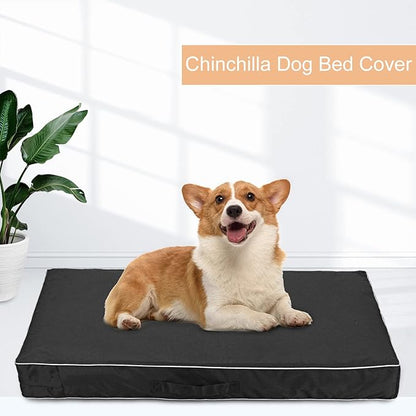 Chinchilla Waterproof Heavy Dog Bed Cover Washable, with Zipper Opening Fillable Universal Dog Bed Replacement Cover.Cover Only (XX-Large, Black)