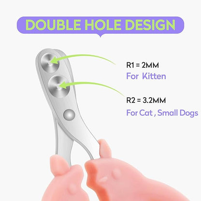 Cat Nail Clippers with Nail File, Kitten Claw Nail Clippers for Trimming, Stainless Steel Pet Bearded Nail Clippers Tool for Dragon, Guinea Pig, Rabbits, Birds, Ferret Small Breed Animals(Pink/Green)