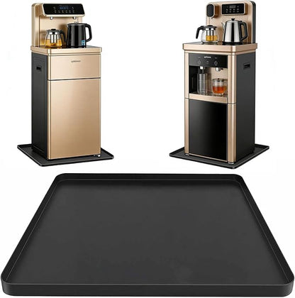 Water Cooler Mat,24x16x0.8 inches Non-Slip Silicone Pet Mat with Raised Edge,Multipurpose Leakproof Drip Tray Kitchen and Appliance Floor Protector Mat for Home Appliances（Black）