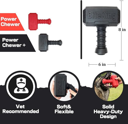 Natural Rubber Dog Toys for Large Aggressive Chewers - Lifetime Replacement - Indestructible Fetch Treat Toy for Large Dogs - Durable Hammer Dog Chew Toy for Super Chewer, Black