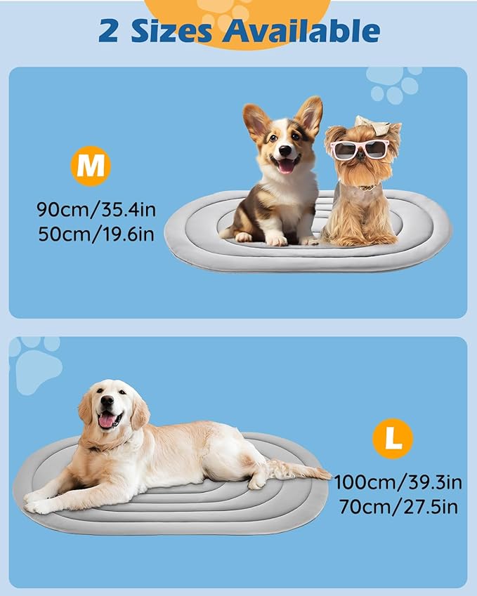 Papettly Pet Dog Cooling Mat 35“x19” Reversible Cooling Pad for Dogs and Cats, Comfort Ice Silk Cotton Summer Dog Bed Outdoor Indoor Washable, Ideal for Kennel Sofa Floor Car Seats
