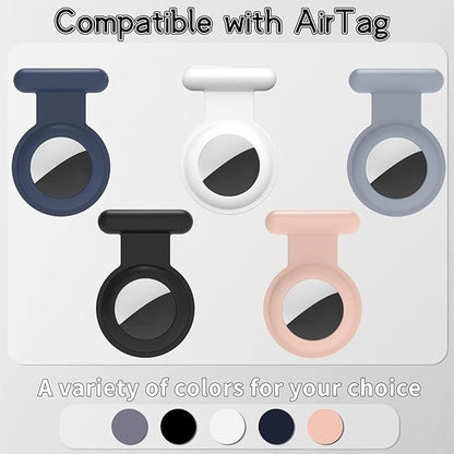 2 Pack Holder Case Compatible for Airtag Tracker, Silicone Hidden GPS Kid Airtag Holder with Invisible Pin, Anti Lost Apple Air Tag Case Cover for Toddlers, Elderly, Pet, Clothing(Blue and Black)