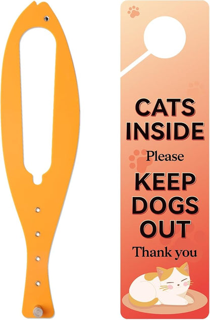 TGIOW Cat Door Latch, 1 Pcs Cat Door Stopper Pet Door Latch to Keep Dog Out of Litter Box and Food, Door Prop for Cat with 5 Adjustable Size Strap 2.5-6" Wide, No Measuring, Easy to Install, Yellow