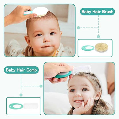 WXA Baby Healthcare and Grooming Kit with Nail Clippers, Scissors, Infant Grooming Kit for Newborns (18 in 1, Green)